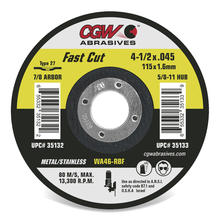 CGW Abrasives 35132 - Fast Cut Wheels - Metal/Stainless Steel