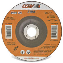 CGW Abrasives 35611 - 1/4" Depressed Center Grinding Wheels, Type 27 - Zirconia