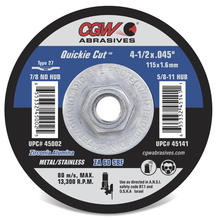 CGW Abrasives 45002 - Quickie Cut Reinforced Cut-Off Wheels, Type 27