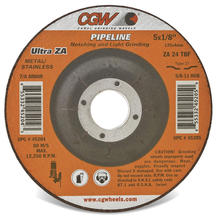 CGW Abrasives 35665 - Pipeline 1/8" Depressed Center Grinding Wheels - Zirconia