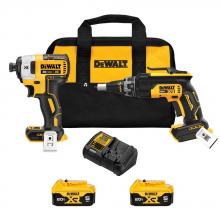 DEWALT DCK268P2 - DEWALT 20V MAX* XR Brushless Drywall Screwgun and Impact Driver Combo Kit (5.0Ah)