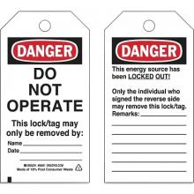 Brady 66051 - Brady Economy DANGER Do Not Operate Energy Source Lockout Tagout Tags