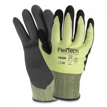 Wells Lamont Y9236L - Wells Lamont FlexTech Y9236 Hi-Viz Yellow Sandy Nitrile Palm Cut Gloves